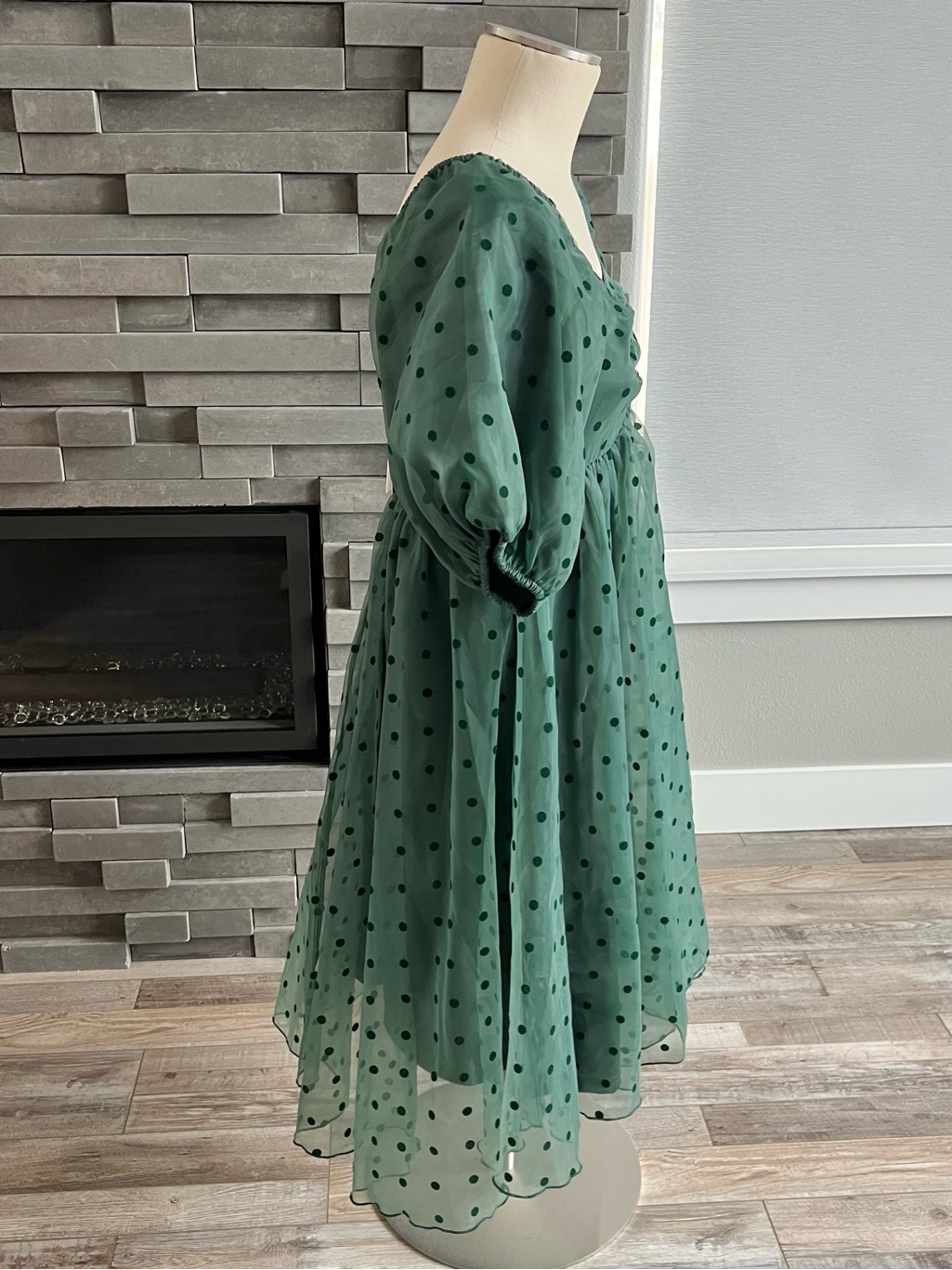 Nwt Pink Desert Women’s Hunter Green Velvet Dot Tulle Dress Size Medium — image 6 of 8